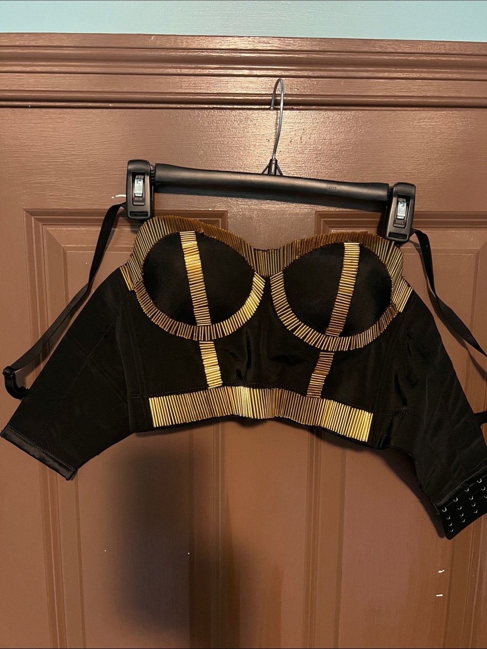 Black and Gold Bustier Crop Top 38C removable straps